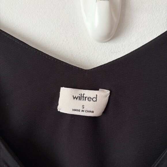 Aritzia Wilfred Henrietta Satin Cold Shoulder Slip Dress Black Size Small - Picture 6 of 7